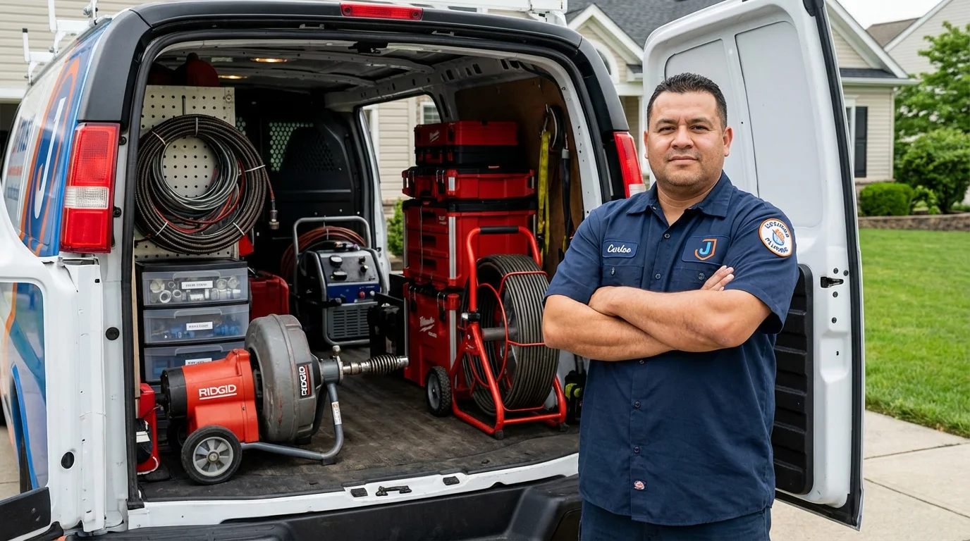 Professional drain cleaning equipment and Johns Plumbing LLC plumber in Macy